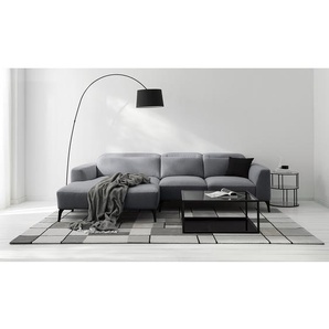 Ecksofa mit Longchair Grau Webstoff Saia 265cm Longchair davorstehend links Modern