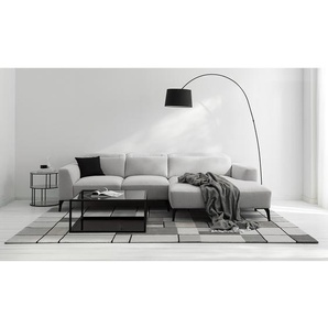 Ecksofa mit Longchair Grau/Hellgrau Webstoff Saia 265cm Longchair davorstehend rechts Modern