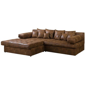 Ecksofa Braun Microfaser Goda 284 x 84 x 243cm Longchair davorstehend links Modern