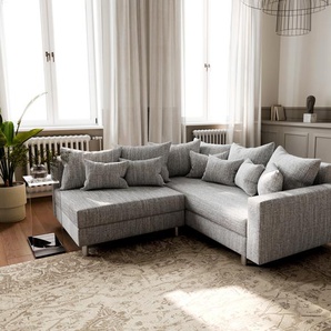 Ecksofa Clovis Hellgrau Strukturstoff Armlehne Ottomane Rechts, Design Ecksofas, Couch Loft, Modulsofa, modular