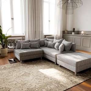 Ecksofa Clovis Hellgrau Strukturstoff Hocker Ottomane Rechts Modulsofa, Design Ecksofas, Couch Loft, Modulsofa, modular