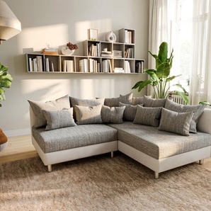 Ecksofa Clovis Weiss Hellgrau Modulsofa Ottomane Rechts, Design Ecksofas, Couch Loft, Modulsofa, modular