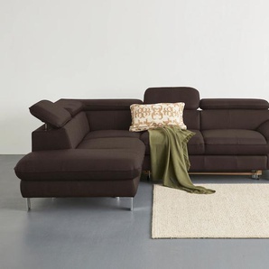 Ecksofa COTTA Driver L-Form, braun (espresso), B:268cm H:73cm T:214cm, Kunstleder SOFTLUX, LEDER BEEFY (ein abgedecktes Spalt-Rindsleder) im Sitz und Rücken (Korpus in Kunstleder), Luxus-Kunstleder, NaturLEDER (echtes Rindsleder) im Sitz und Rücken