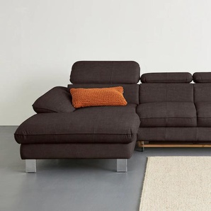 Ecksofa COTTA Driver Sofas Gr. B/H/T: 268 cm x 73 cm x 169 cm, Flachgewebe fein TBB, Recamiere links, mit Kopfteilverstellung-ohne Bettfunktion und Bettkasten, braun (espresso) Ecksofas mit Kopfteilverstellung, wahlweise Bettfunktion Bestseller