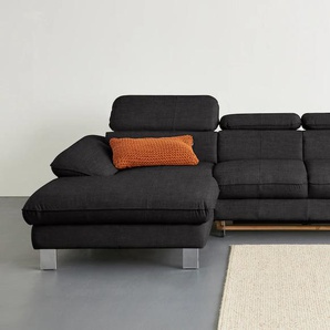 Ecksofa COTTA Driver Sofas Gr. B/H/T: 268 cm x 73 cm x 169 cm, Flachgewebe fein TBB, Recamiere links, mit Kopfteilverstellung-ohne Bettfunktion und Bettkasten, grau (charcoal) Ecksofas mit Kopfteilverstellung, wahlweise Bettfunktion Bestseller