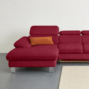 Ecksofa COTTA Driver Sofas Gr. B/H/T: 268 cm x 73 cm x 169 cm, Flachgewebe fein TBB, Recamiere links, mit Kopfteilverstellung-ohne Bettfunktion und Bettkasten, rot (coral) Ecksofas mit Kopfteilverstellung, wahlweise Bettfunktion Bestseller