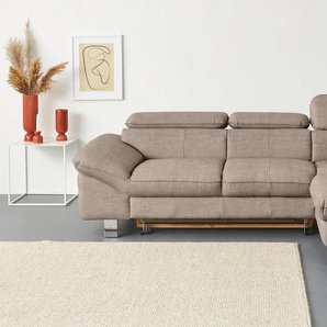 Ecksofa COTTA Driver Sofas Gr. B/H/T: 268 cm x 73 cm x 169 cm, Flachgewebe fein TBB, Recamiere rechts, mit Kopfteilverstellung-ohne Bettfunktion und Bettkasten, beige (natural) Ecksofas mit Kopfteilverstellung, wahlweise Bettfunktion Bestseller