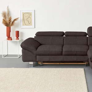 Ecksofa COTTA Driver Sofas Gr. B/H/T: 268 cm x 73 cm x 169 cm, Flachgewebe fein TBB, Recamiere rechts, mit Kopfteilverstellung-ohne Bettfunktion und Bettkasten, braun (espresso) Ecksofas mit Kopfteilverstellung, wahlweise Bettfunktion Bestseller