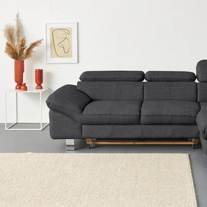 Ecksofa COTTA Driver Sofas Gr. B/H/T: 268 cm x 73 cm x 169 cm, Flachgewebe fein TBB, Recamiere rechts, mit Kopfteilverstellung-ohne Bettfunktion und Bettkasten, grau (dunkelgrau) Ecksofas mit Kopfteilverstellung, wahlweise Bettfunktion Bestseller