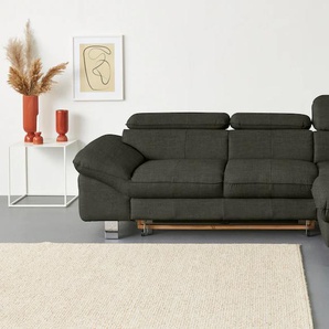 Ecksofa COTTA Driver Sofas Gr. B/H/T: 268 cm x 73 cm x 169 cm, Flachgewebe fein TBB, Recamiere rechts, mit Kopfteilverstellung-ohne Bettfunktion und Bettkasten, grün (hunter) Ecksofas mit Kopfteilverstellung, wahlweise Bettfunktion Bestseller