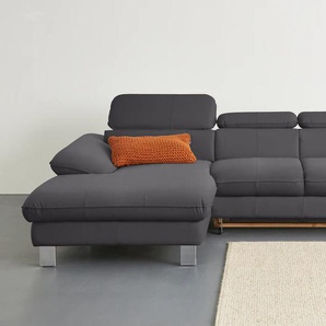 Ecksofa COTTA Driver Sofas Gr. B/H/T: 268 cm x 73 cm x 169 cm, Luxus-Kunstleder, Recamiere links, mit Kopfteilverstellung-ohne Bettfunktion und Bettkasten, grau (fango) Ecksofas mit Kopfteilverstellung, wahlweise Bettfunktion Bestseller