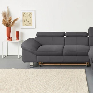 Ecksofa COTTA Driver Sofas Gr. B/H/T: 268 cm x 73 cm x 169 cm, Luxus-Kunstleder, Recamiere rechts, mit Kopfteilverstellung-ohne Bettfunktion und Bettkasten, grau (fango) Ecksofas mit Kopfteilverstellung, wahlweise Bettfunktion Bestseller
