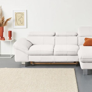 Ecksofa COTTA Driver Sofas Gr. B/H/T: 268 cm x 73 cm x 169 cm, Luxus-Kunstleder, Recamiere rechts, mit Kopfteilverstellung-ohne Bettfunktion und Bettkasten, weiß Ecksofas mit Kopfteilverstellung, wahlweise Bettfunktion Bestseller