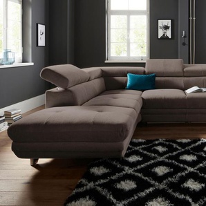 Ecksofa COTTA Enterprise L-Form, braun (espresso), B:273cm H:72cm T:237cm, Struktur (100% Polyester ), Chenille (90% Polyester; 10% Polyamid ), Sofas, inklusive Kopf- und Armteilverstellung, wahlweise mit Bettfunktion, Topseller