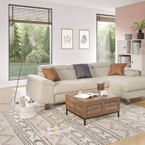 Ecksofa COTTA Komaris L-Form, beige, B:244cm H:72cm T:166cm, 94% POLYESTER (PES) 6%POLYAMID (PA), Sofas, mit Kopfteilverstellung, wahlweise Bettfunktion,Stauraum & Beleuchtung, Topseller