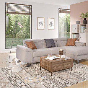 Ecksofa COTTA Komaris L-Form, grau (elephant), B:244cm H:72cm T:166cm, 100% Polyester, Sofas, mit Kopfteilverstellung, wahlweise Bettfunktion,Stauraum & Beleuchtung, Topseller