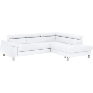 Ecksofa COTTA Komaris Sofas Gr. B/H/T: 249 cm x 72 cm x 100 cm, Kunstleder SOFTLUX, Ottomane rechts, ohne Bettfunktion-ohne Bettkasten-mit RGB-LED-Beleuchtung-mit Kopfteilverstellung, weiß Sofas mit LED inklusive Kopf- bzw. Rückenverstellung, wahlweise