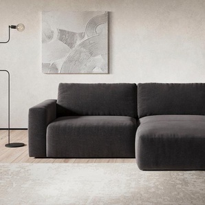 Ecksofa COTTA Lasso L-Form, XL-Sofa, grau (anthrazit), B:288cm, 88% Polyester, 12% Polyamid, Sofas, mit breiter Recamiere im trendigen Cord oder angenehmen Strukturstoff, Topseller