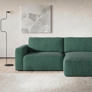 Ecksofa COTTA Lasso L-Form, XL-Sofa, grün (racing grün), B:288cm, 100% Polyester, Sofas, mit breiter Recamiere im trendigen Cord oder angenehmen Strukturstoff, Topseller