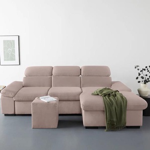 Ecksofa COTTA Lola Sofas Gr. B/H/T: 250 cm x 73 cm x 165 cm, Microfaser PRIMABELLE, Recamiere rechts, Mit Bettfunktion-Mit Bettkasten-Ohne Armteilverstellung, braun (mud) Ecksofas mit Hocker & Kopfteilfunktion, wahlw. Bett- und Armteilfunktion Bestseller