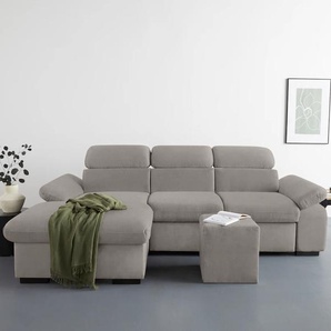 Ecksofa COTTA Lola Sofas Gr. B/H/T: 250 cm x 73 cm x 165 cm, Struktur, Recamiere links, Ohne Bettfunktion-Ohne Bettkasten-Mit Armteilverstellung, grau (elephant) Ecksofas mit Hocker & Kopfteilfunktion, wahlw. Bett- und Armteilfunktion Bestseller