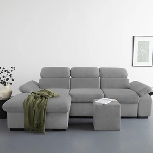 Ecksofa COTTA Lola Sofas Gr. B/H/T: 250 cm x 73 cm x 165 cm, Struktur, Recamiere links, Ohne Bettfunktion-Ohne Bettkasten-Mit Armteilverstellung, grau (mouse) Ecksofas mit Hocker & Kopfteilfunktion, wahlw. Bett- und Armteilfunktion Bestseller