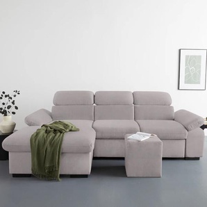 Ecksofa COTTA Lola Sofas Gr. B/H/T: 250 cm x 73 cm x 165 cm, Struktur, Recamiere links, Ohne Bettfunktion-Ohne Bettkasten-Mit Armteilverstellung, grau (stone) Ecksofas mit Hocker & Kopfteilfunktion, wahlw. Bett- und Armteilfunktion Bestseller