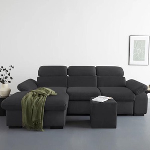 Ecksofa COTTA Lola Sofas Gr. B/H/T: 250 cm x 73 cm x 165 cm, Struktur, Recamiere links, Ohne Bettfunktion-Ohne Bettkasten-Mit Armteilverstellung, schwarz (black) Ecksofas mit Hocker & Kopfteilfunktion, wahlw. Bett- und Armteilfunktion Bestseller