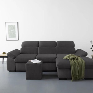Ecksofa COTTA Lola Sofas Gr. B/H/T: 250 cm x 73 cm x 165 cm, Struktur, Recamiere rechts, Ohne Bettfunktion-Ohne Bettkasten-Mit Armteilverstellung, braun (mud) Ecksofas mit Hocker & Kopfteilfunktion, wahlw. Bett- und Armteilfunktion Bestseller