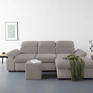 Ecksofa COTTA Lola Sofas Gr. B/H/T: 250 cm x 73 cm x 165 cm, Struktur, Recamiere rechts, Ohne Bettfunktion-Ohne Bettkasten-Mit Armteilverstellung, grau (elephant) Ecksofas mit Hocker & Kopfteilfunktion, wahlw. Bett- und Armteilfunktion Bestseller