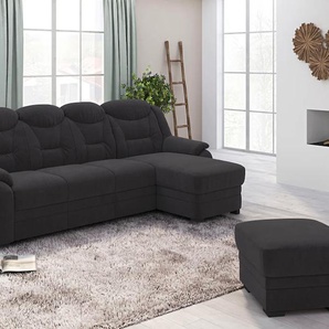 Ecksofa COTTA Marcus L-Form Sofas Gr. B/H/T: 262 cm x 99 cm x 162 cm, Chenille, Recamiere rechts, Ohne Bettfunktion, schwarz (black) Ecksofas