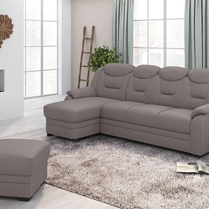 Ecksofa COTTA Marcus Sofas Gr. B/H/T: 262 cm x 99 cm x 162 cm, Kunstleder SOFTLUX, Recamiere links, Ohne Bettfunktion, beige (sand) Ecksofas Bequemes Ecksofa in klassischem Design mit hoher Rückenlehne