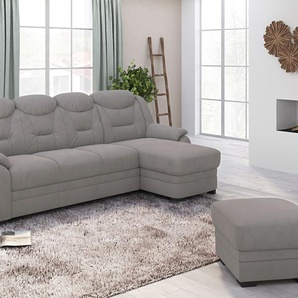 Ecksofa COTTA Marcus Sofas Gr. B/H/T: 262 cm x 99 cm x 162 cm, Microfaser bedruckt, Recamiere rechts, Ohne Bettfunktion, silberfarben (silver) Ecksofas Bequemes Ecksofa in klassischem Design mit hoher Rückenlehne