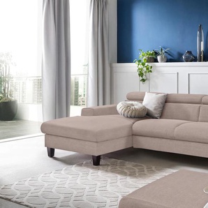 Ecksofa COTTA Morven Sofas Gr. B/H/T: 244 cm x 72 cm x 166 cm, Microfaser PRIMABELLE, Recamiere links, ohne Bettfunktion-ohne Bettkasten-ohne Ladestation-mit Kopfteilverstellung, braun (mud) Ecksofa Ecksofas Polstermöbel Sofas Inklusive