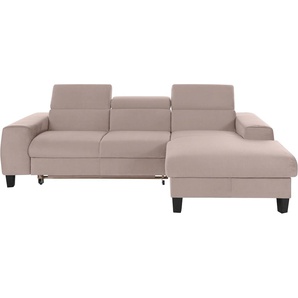 Ecksofa COTTA Morven Sofas Gr. B/H/T: 244 cm x 72 cm x 166 cm, Microfaser PRIMABELLE, Recamiere rechts, ohne Bettfunktion-ohne Bettkasten-ohne Ladestation-mit Kopfteilverstellung, braun (mud) Ecksofa Ecksofas Polstermöbel Sofas Inklusive