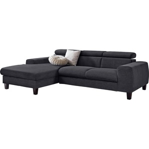 Ecksofa COTTA Morven Sofas Gr. B/H/T: 244 cm x 72 cm x 166 cm, Microfaser PRIMABELLE, Recamiere links, ohne Bettfunktion-ohne Bettkasten-ohne Ladestation-mit Kopfteilverstellung, grau (lava) Ecksofa Ecksofas Polstermöbel Sofas Inklusive