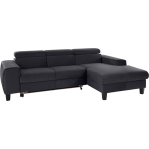 Ecksofa COTTA Morven Sofas Gr. B/H/T: 244 cm x 72 cm x 166 cm, Microfaser PRIMABELLE, Recamiere rechts, ohne Bettfunktion-ohne Bettkasten-ohne Ladestation-mit Kopfteilverstellung, grau (lava) Ecksofa Ecksofas Polstermöbel Sofas Inklusive