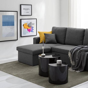 Ecksofa COVENTRY mit Schlaffunktion Grau Webstoff Kadri 223 x 85 x 146cm Longchair beidseitig montierbar mit Schlaffunktion Modern