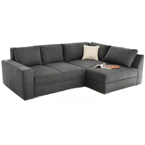 Ecksofa-Dauerschläfer Federkern Topper Bettkasten Schlafcouch in Grau Anthrazit / 15107