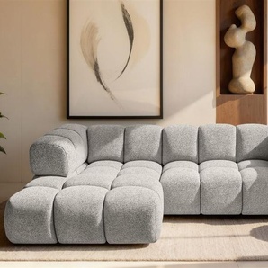 Ecksofa Designersofa BLANCHE in Stoff Puente Beige Ottomane Links