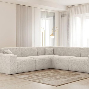 Ecksofa Designersofa CELES PREMIUM in Stoff Sven Altweiß Seite Universal
