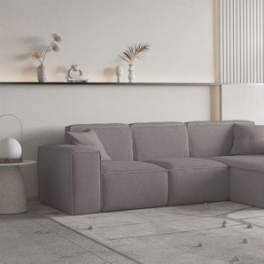 Ecksofa Designersofa CELES PREMIUM Stoff Ascot Bukla Taupe Ottomane Rechts