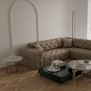Ecksofa Designersofa CHANTAL in Stoff Opera Velvet Taupe Seite Universal
