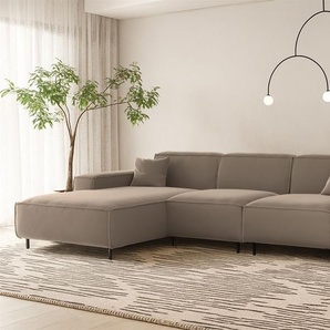 Ecksofa Designersofa GLORIA in Stoff Tiffani Taupe Ottomane Links