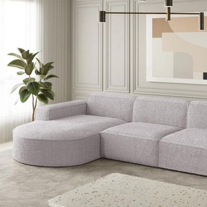 Ecksofa Designersofa PALMA in Stoff Ascot Rose Ottomane Links