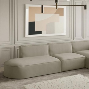 Ecksofa Designersofa PALMA in Stoff Opera Velvet Pearl Ottomane Rechts