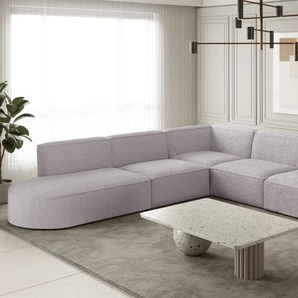 Ecksofa Designersofa PALMA Stoff Ascot Rose Seite Universal