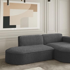 Ecksofa Designersofa PALMA XS in Stoff Ascot Graphitgrau Ottomane Rechts