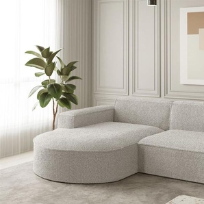 Ecksofa Designersofa PALMA XS in Stoff Ascot Pearl Ottomane Links