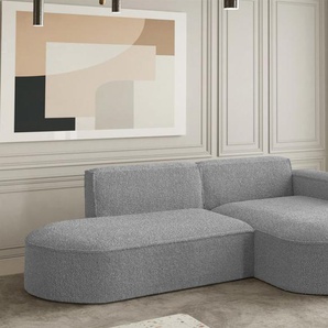 Ecksofa Designersofa PALMA XS in Stoff Ascot Taupe Ottomane Rechts